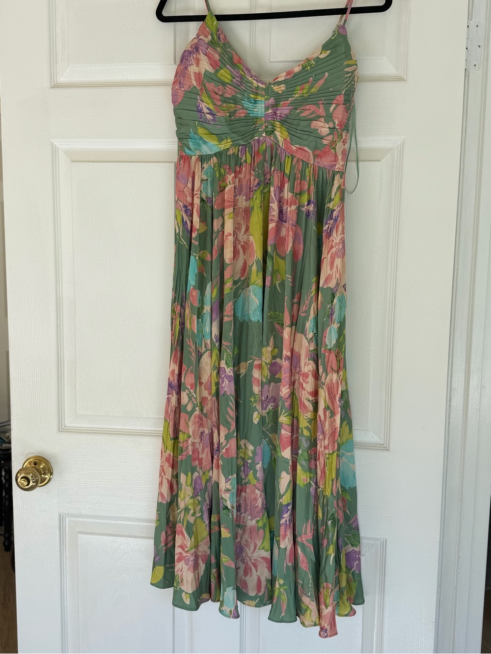 Astr Green Floral Spaghetti-Strap Maxi Dress, Not Used